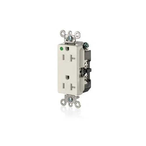 Leviton 16362-SGT Decora Plus Duplex Receptacle / Outlet, Hospital Grade, Tamper-Resistant, Self-Grounding, 20A, Light Almond