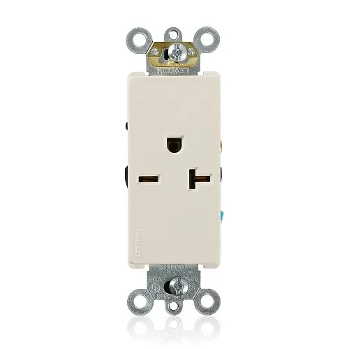 Leviton 16441-T Decora Plus Single Receptacle Outlet, 2-Pole, 3-Wire, Commercial Grade, 20A, 125V, NEMA 6-20R, Light Almond