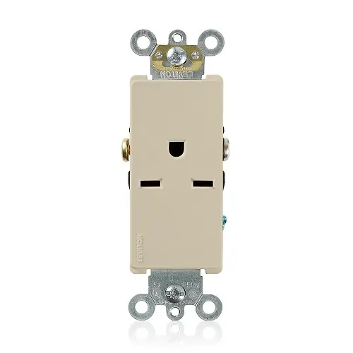 Leviton 16651-I Decora Plus Single Receptacle / Outlet, Commercial Grade, Self-Grounding, 15A, Ivory