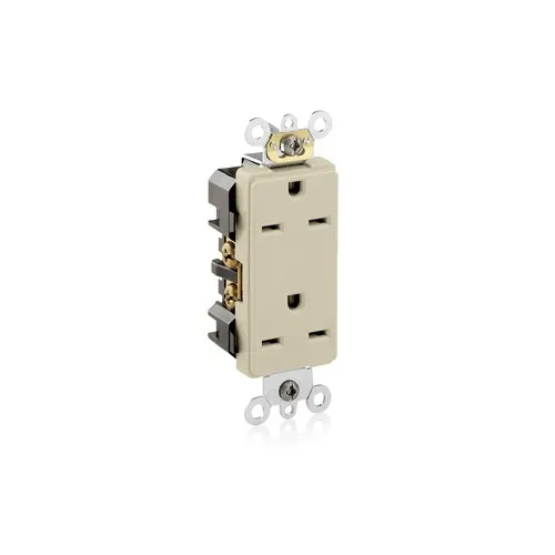 Leviton 16662-I Decora Plus Duplex Receptacle / Outlet, Commercial Grade, Self-Grounding, 15A, Ivory