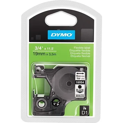 DYMO 16954 Label Maker Tape, Black Print on White, 3/4" x 11 1/2"