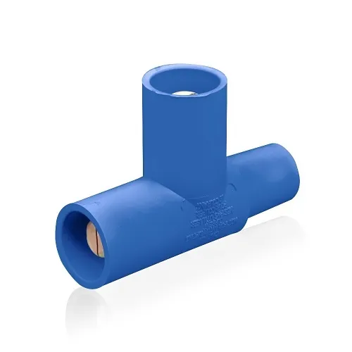 Leviton 16A21-UB 16 Series Taper Nose Paralleling Tee Connector Female-Male-Male 400A, Blue