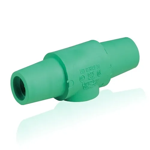 Leviton 16A24-UG 16 Series Taper Nose Double Female Connector Cam-Type Female-Female 400A, Green