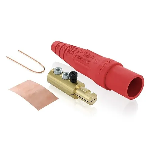 Leviton 16D24-UR Male Detachable Plug Taper, 2-Set Screw, 2/0-4/0AWG, Red