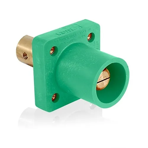 Leviton 16R19-UG Male Panel Receptacle, 90°, 1/2 Tapped Terminal, 2-4/0, Green