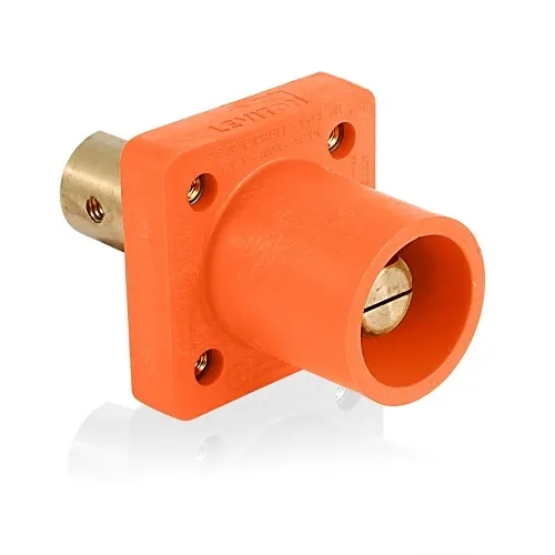 Leviton 16R19-UO Male Panel Receptacle, 90°, 1/2 Tapped Terminal, 2-4/0, Orange