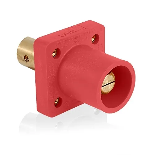 Leviton 16R19-UR Male Panel Receptacle, 90°, 1/2 Tapped Terminal, 2-4/0, Red