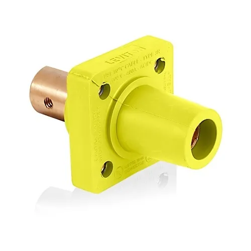 Leviton 16R20-UY 16 Series Female Panel Receptacle, 90°, 1/2 Tapped Terminal, 2-4/0, Yellow