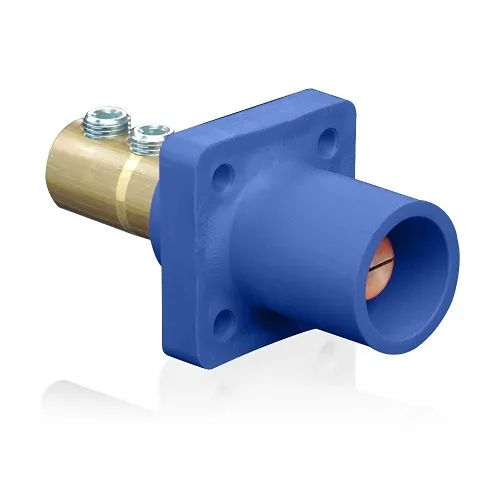 Leviton 16R21-UB Male Panel Receptacle, Taper Nose, 90°, 2/0-4/0AWG, Double Set Screw, Blue