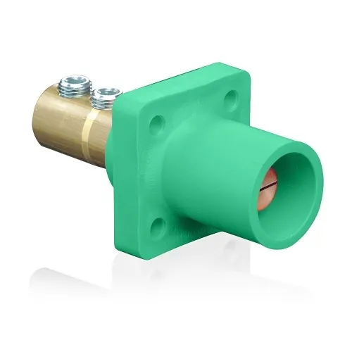 Leviton 16R21-UG Male Panel Receptacle, Taper Nose, 90°, 2/0-4/0AWG, Double Set Screw, Green