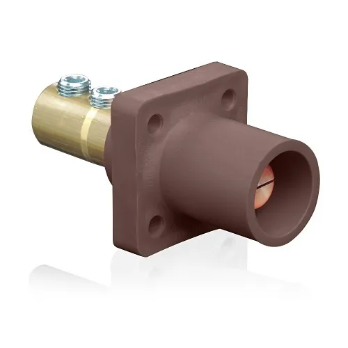 Leviton 16R21-UH Male Panel Receptacle, Taper Nose, 90°, 2/0-4/0AWG, Double Set Screw, Brown