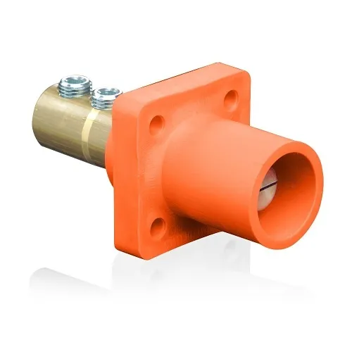 Leviton 16R21-UO Male Panel Receptacle, Taper Nose, 90°, 2/0-4/0AWG, Double Set Screw, Orange