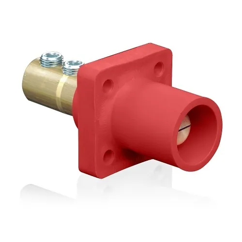 Leviton 16R21-UR Male Panel Receptacle, Taper Nose, 90°, 2/0-4/0AWG, Double Set Screw, Red