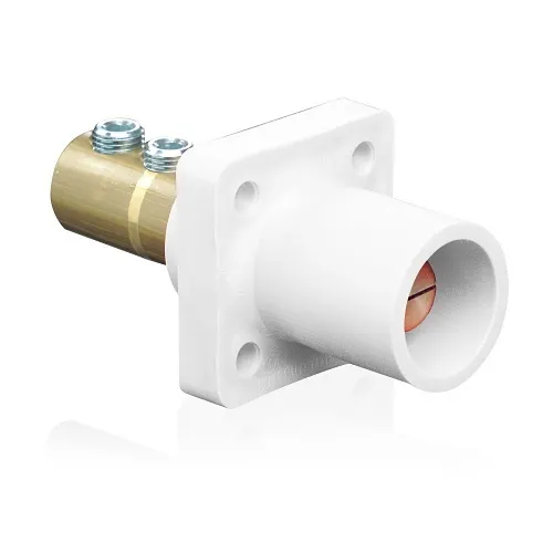 Leviton 16R21-UW Male Panel Receptacle, Taper Nose, 90°, 2/0-4/0AWG, Double Set Screw, White