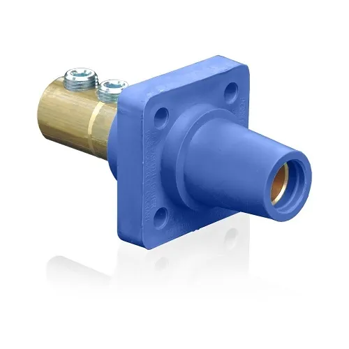 Leviton 16R22-UB Female Panel Receptacle, Taper Nose, 90°, 2/0-4/0AWG, Double Set Screw, Blue