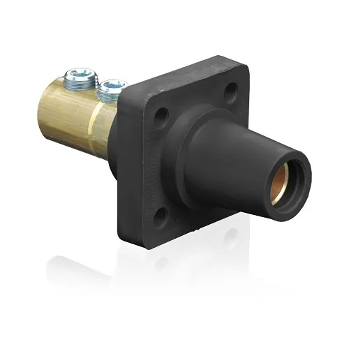 Leviton 16R22-UE Female Panel Receptacle, Taper Nose, 90°, 2/0-4/0AWG, Double Set Screw, Black