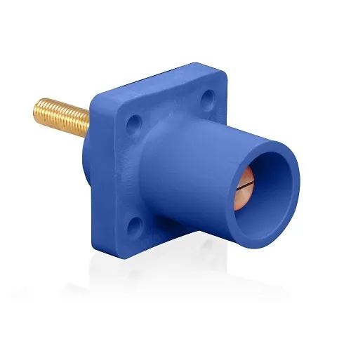 Leviton 16R23-4UB Male Panel Receptacle, Taper Nose, 90°, 2-4/0AWG, 1.5" L Threaded Stud, Blue