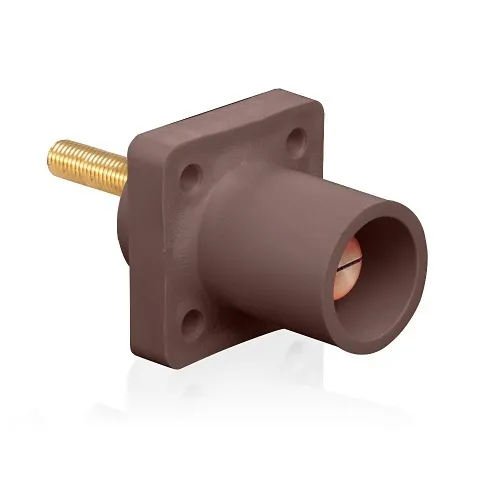 Leviton 16R23-4UH Male Panel Receptacle, Taper Nose, 90°, 2-4/0AWG, 1.5" L Threaded Stud, Brown
