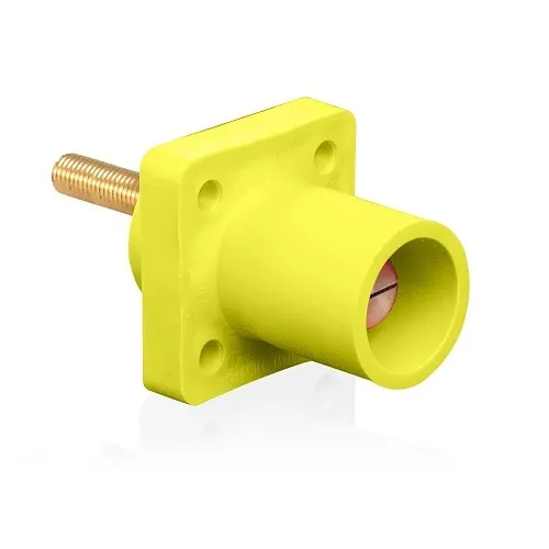 Leviton 16R23-4UY Male Panel Receptacle, Taper Nose, 90°, 2-4/0AWG, 1.5" L Threaded Stud, Yellow