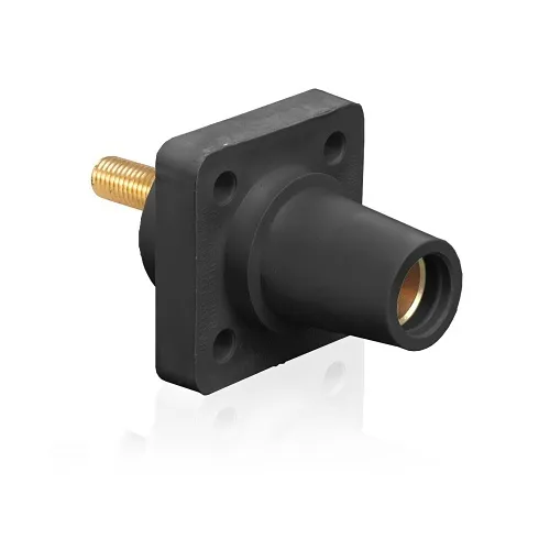 Leviton 16R24-1UE Female Panel Receptacle, Taper Nose, 90°, 2-4/0AWG, 1.125" L Threaded Stud, Black