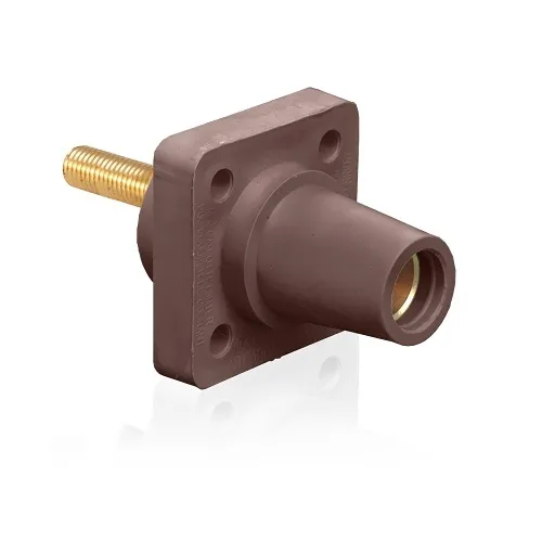Leviton 16R24-4UH Female Panel Receptacle, Taper Nose, 90°, 2-4/0AWG, 1.5" L Threaded Stud, Brown