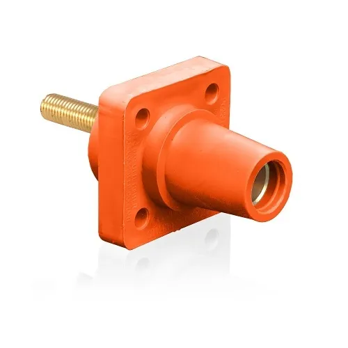 Leviton 16R24-4UO Female Panel Receptacle, Taper Nose, 90°, 2-4/0AWG, 1.5" L Threaded Stud, Orange