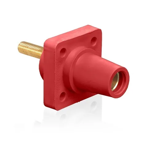 Leviton 16R24-4UR Female Panel Receptacle, Taper Nose, 90°, 2-4/0AWG, 1.5" L Threaded Stud, Red