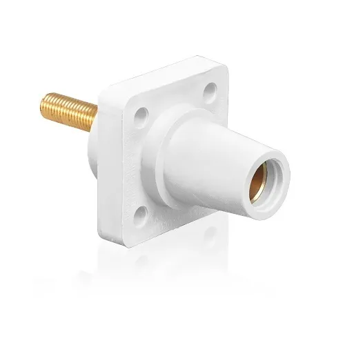 Leviton 16R24-4UW Female Panel Receptacle, Taper Nose, 90°, 2-4/0AWG, 1.5" L Threaded Stud, White