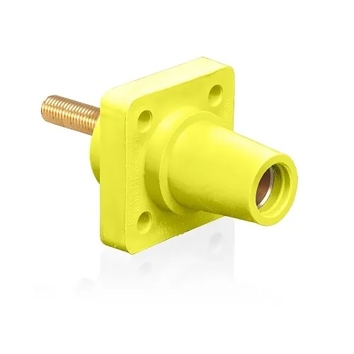 Leviton 16R24-4UY Female Panel Receptacle, Taper Nose, 90°, 2-4/0AWG, 1.5" L Threaded Stud, Yellow