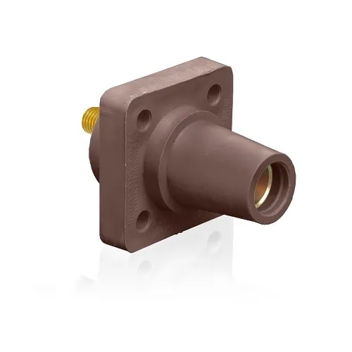 Leviton 16R24-UH Female Panel Receptacle, Taper Nose, 90°, 2-4/0AWG, .75" L Threaded Stud, Brown