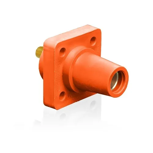 Leviton 16R24-UO Female Panel Receptacle, Taper Nose, 90°, 2-4/0AWG, .75" L Threaded Stud, Orange