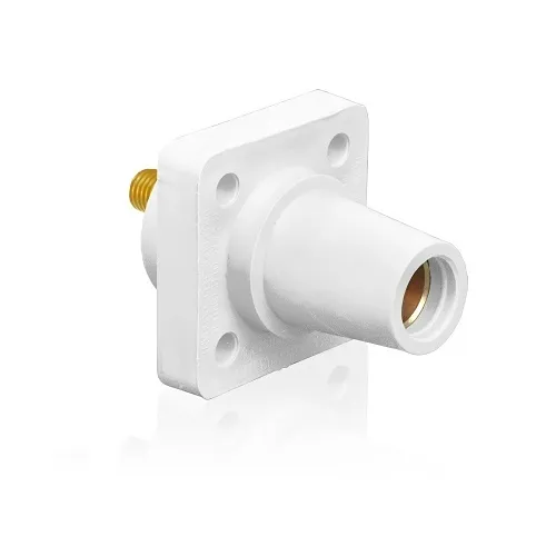 Leviton 16R24-UW Female Panel Receptacle, Taper Nose, 90°, 2-4/0AWG, .75" L Threaded Stud, White