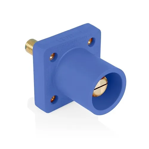Leviton 16R25-1UB Male Panel Receptacle, Taper Nose, 90°, 2-4/0AWG, 1.125" L Threaded Stud, Blue