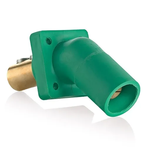 Leviton 16R27-UG Male Panel Receptacle, Taper Nose, 45°, 2/0-4/0AWG, Double Set Screw, Green