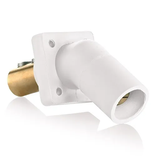 Leviton 16R27-UW Male Panel Receptacle, Taper Nose, 45°, 2/0-4/0AWG, Double Set Screw, White