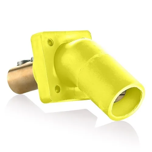 Leviton 16R27-UY 16 Series Male Receptacle, 45°, Double Set Screw Termination, Yellow