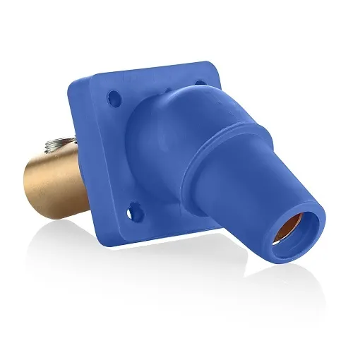 Leviton 16R28-UB Female Panel Receptacle, Taper Nose, 45°, 2/0-4/0AWG, Double Set Screw, Blue