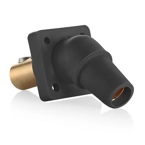 Leviton 16R28-UE Female Panel Receptacle, Taper Nose, 45°, 2/0-4/0AWG, Double Set Screw, Black