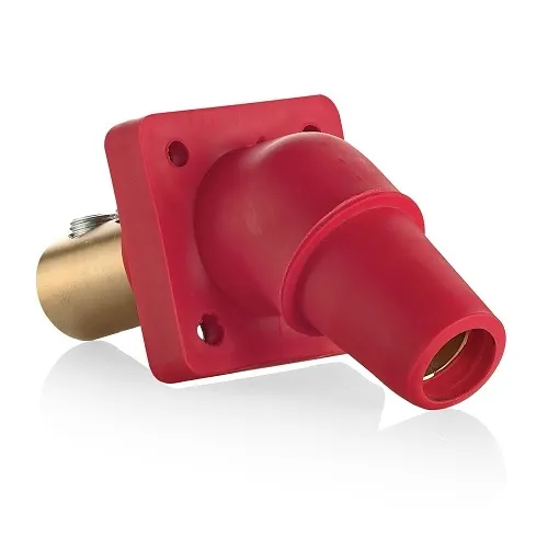 Leviton 16R28-UR Female Panel Receptacle, Taper Nose, 45°, 2/0-4/0AWG, Double Set Screw, Red