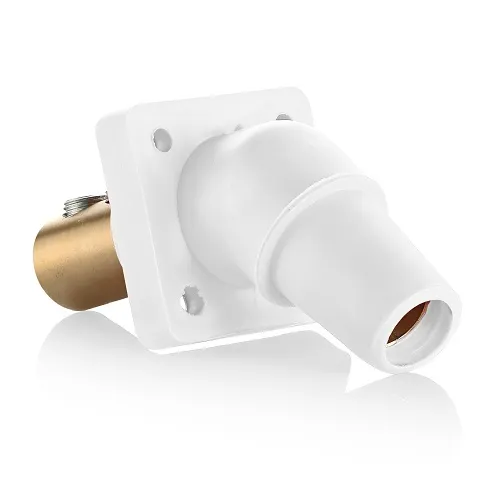 Leviton 16R28-UW Female Panel Receptacle, Taper Nose, 45°, 2/0-4/0AWG, Double Set Screw, White