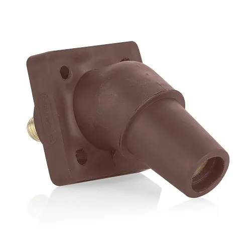 Leviton 16R30-UH Female Panel Receptacle, Taper Nose, 45°, 2-4/0AWG, 0.75" Threaded Stud, Brown
