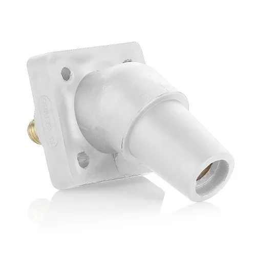 Leviton 16R30-UW Female Panel Receptacle, Taper Nose, 45°, 2-4/0AWG, 0.75" Threaded Stud, White