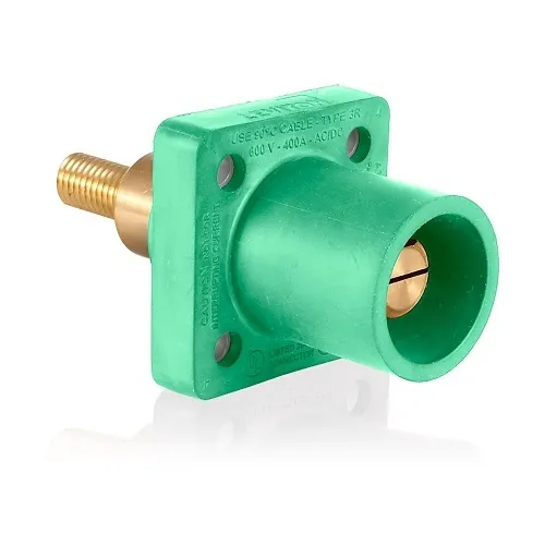 Leviton 16R31-XG 16 Series Male Receptacle, 90°, 1.25" Threaded Stud Length Termination, Green