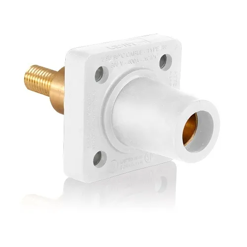 Leviton 16R32-XW Female Panel Receptacle, Taper Nose, 90°, 2-4/0AWG, 1.25" Threaded Stud, White