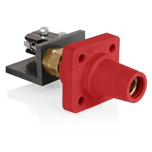 Leviton 16RSW-UR Female Panel Receptacle, Taper Nose, 2-4/0AWG, Threaded Stud with Microswitch, Red