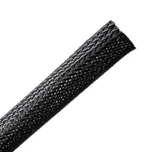 HellermannTyton 170-03003 Braided Sleeving, Expandable, 1" Dia, PET, 65' Reel, Black