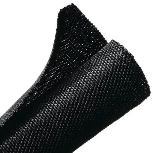 HellermannTyton 170-03186 Braided Sleeving, 1-1/2" Diameter, PET, Split Wrap Woven, 50' Bulk Reel, Black