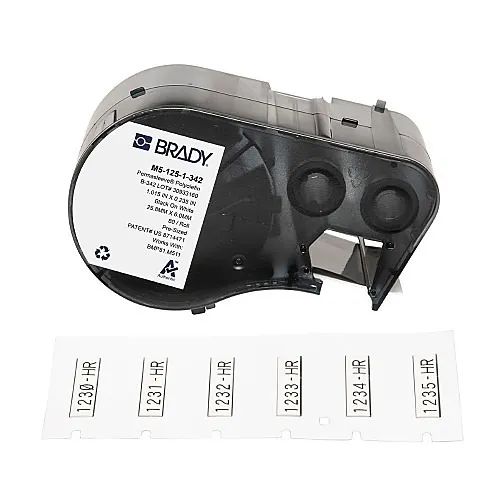 Brady ID  M5-250-1-342 Heat-Shrink Labels for M5 Printers, Black on White
