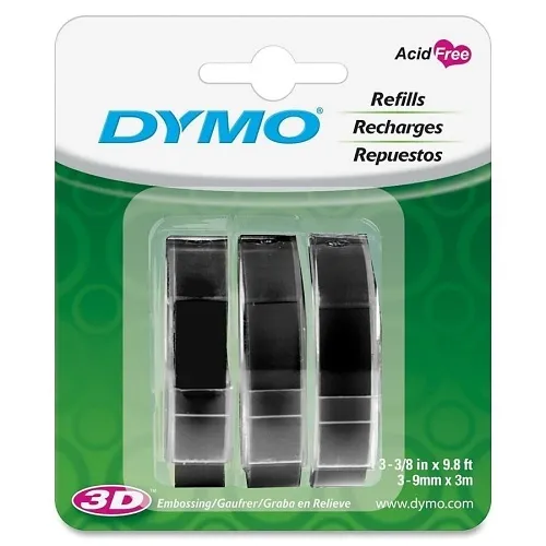DYMO 1741670 Label Maker, 3-Pack Black Tape, 3/8" (9mm)