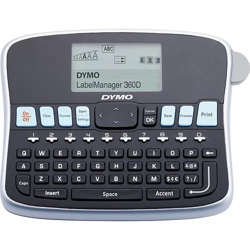 DYMO 1754488 LabelManager 360D Rechargeable Hand-Held Label Maker, Black